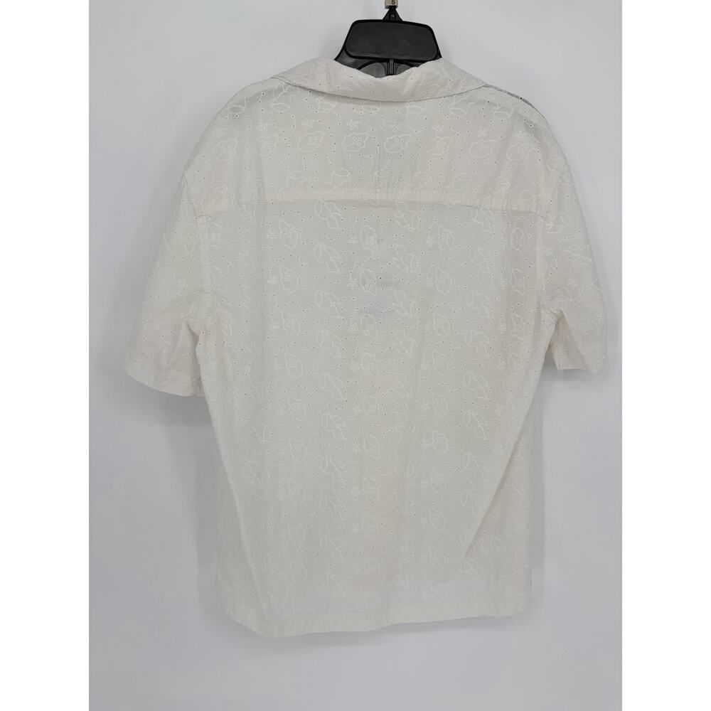 NWT Denim & Flower Ricky Singh Camp Shirt Mens S Ivory Eyelet Embroidered - Picture 3 of 9